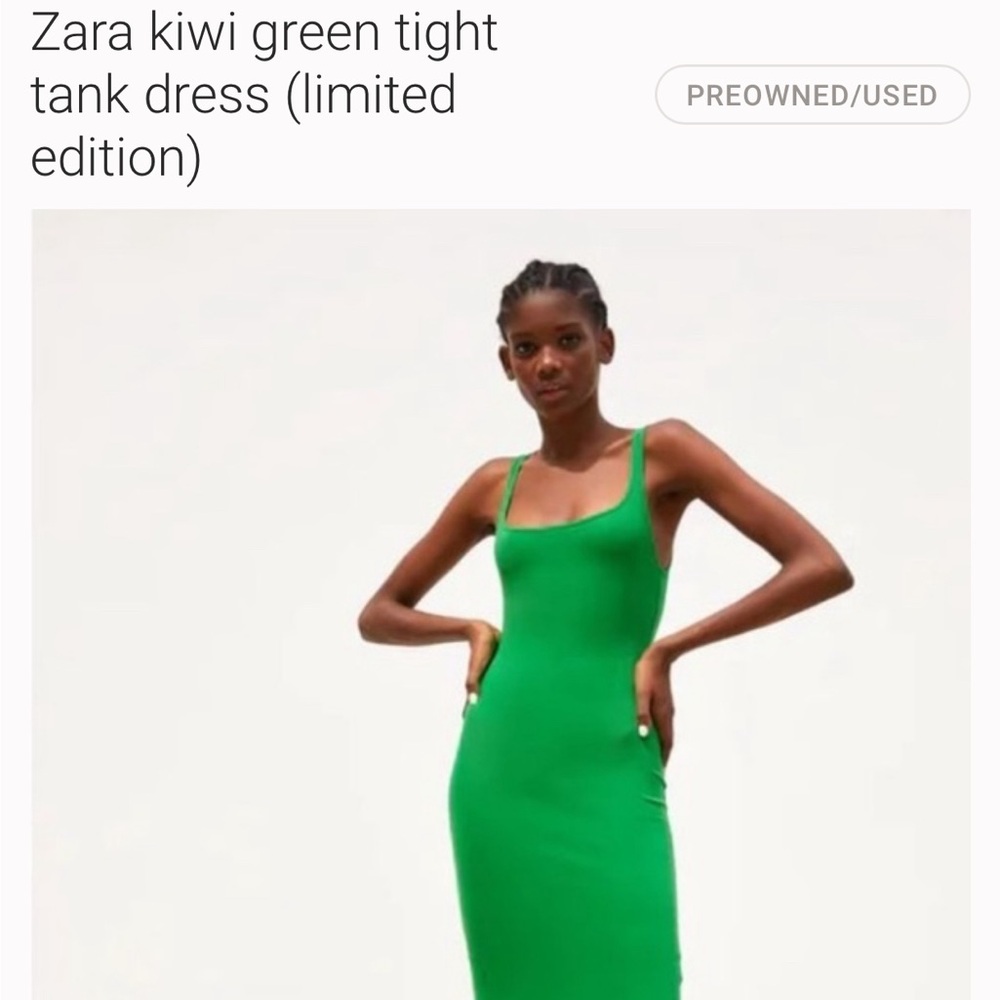 Zara Kiwi Green Midi Dress Size Small GENTLY USED ( my dress is a pic away)